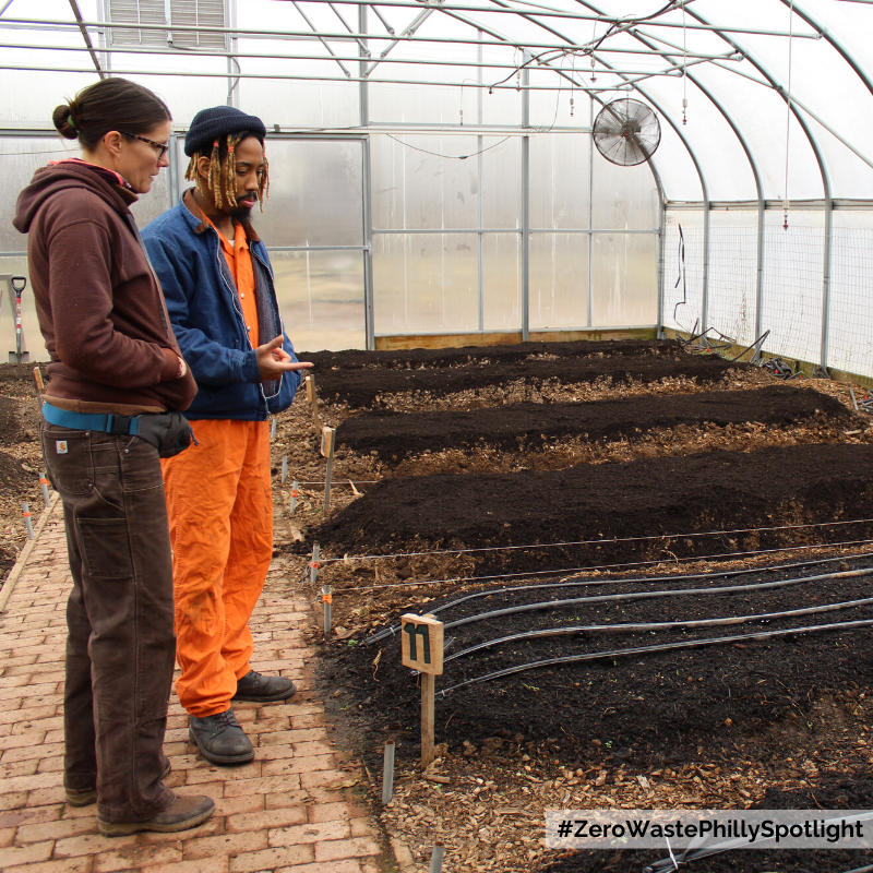 Inmate in Greenhouse with Laura Cassidy, Sustainability Manager 